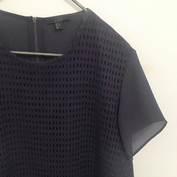 COS Top with Punch-out Pattern, Navy Medium - Picture 2 of 10